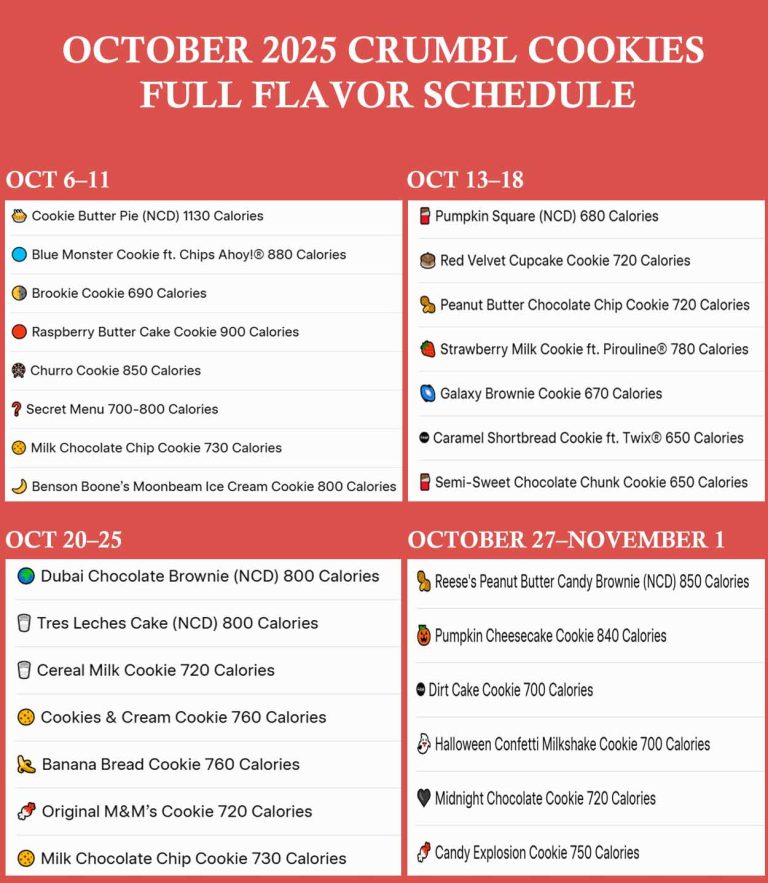 crumbl cookies menu oct 2025